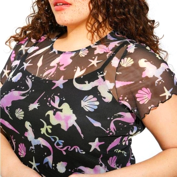 ❤️NWT VINTAGE TORRID DRESS DISNEY PRINCESS ARIEL LITTLE MERMAID MESH OVERLAY - Picture 3 of 15